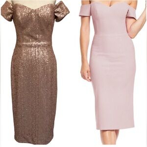 Dress the Population Strapless Sequin Brown and Pink Dress Set